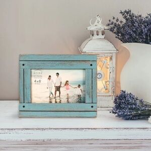 Homestead Distressed Wood Picture Frame, for 4x6 Photos Distressed Blue